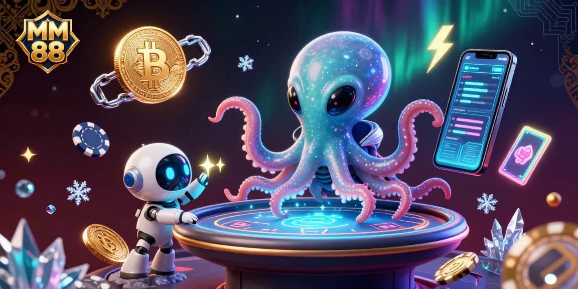 Experience thrilling games at MM 88 with vibrant 3D casino action featuring alien characters and festive poker.
