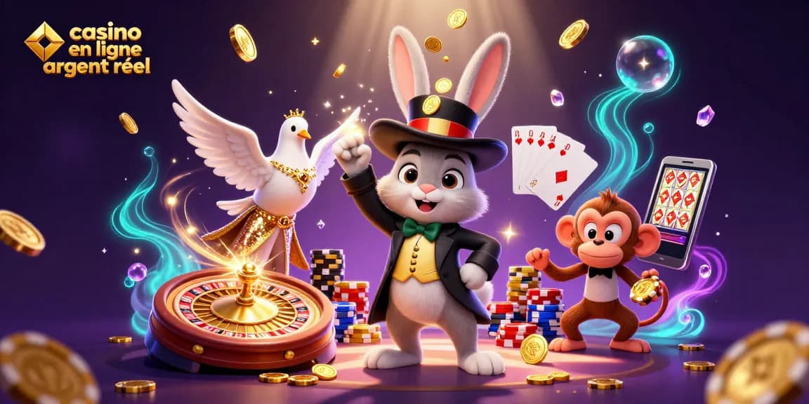 Gagnez des pièces d'or avec le casino en ligne argent réel dans une illustration magique captivante.