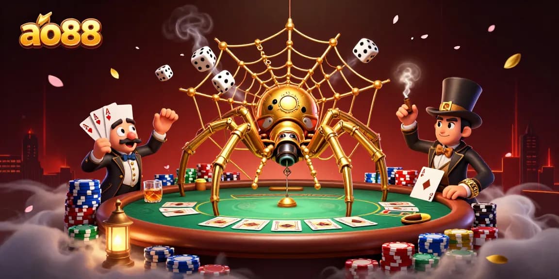 Experience the excitement of betting at ao88, featuring unique characters and vibrant casino elements.