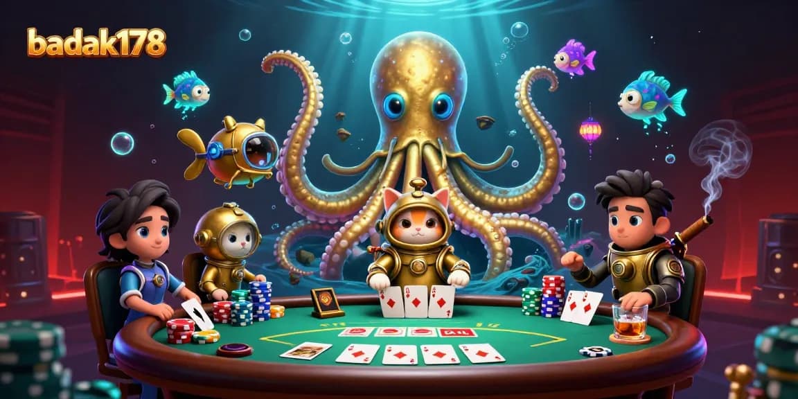 Engage with badak178 and the thrilling world of poker amidst vivid underwater elements.