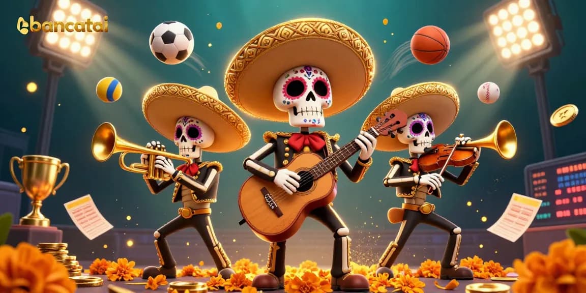 Bancatai features a vibrant mariachi band celebrating sports betting wins with dynamic elements.