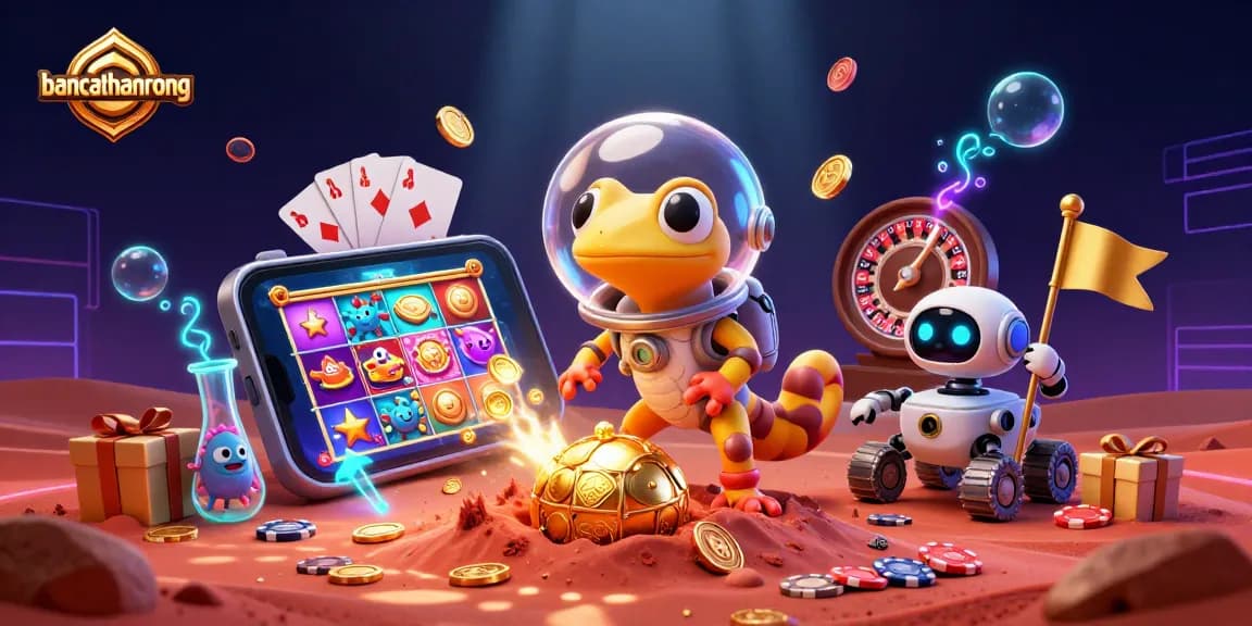 bancathanrong offers thrilling gaming with Martian gecko, exciting casino elements, and vibrant 3D art.
