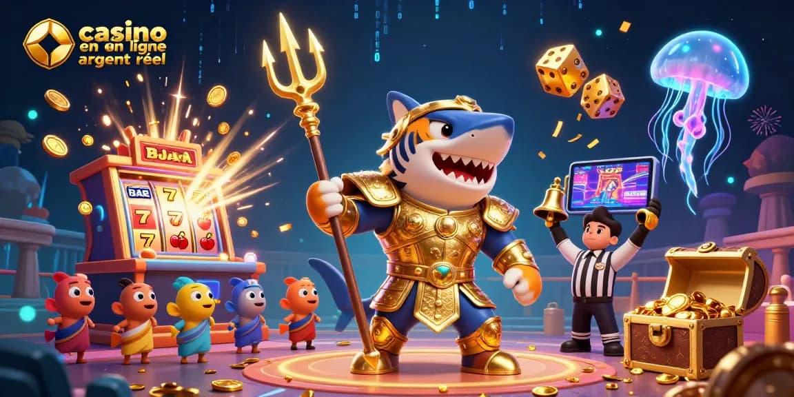 Vivez l'expérience du casino en ligne argent réel avec un requin tigre guerrier et des jeux captivants.