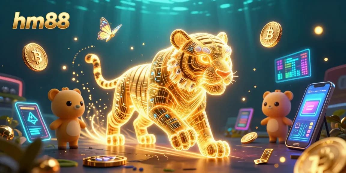 Experience thrilling gameplay at hm88 with vibrant 3D scenes showcasing online casino excitement and crypto elements.