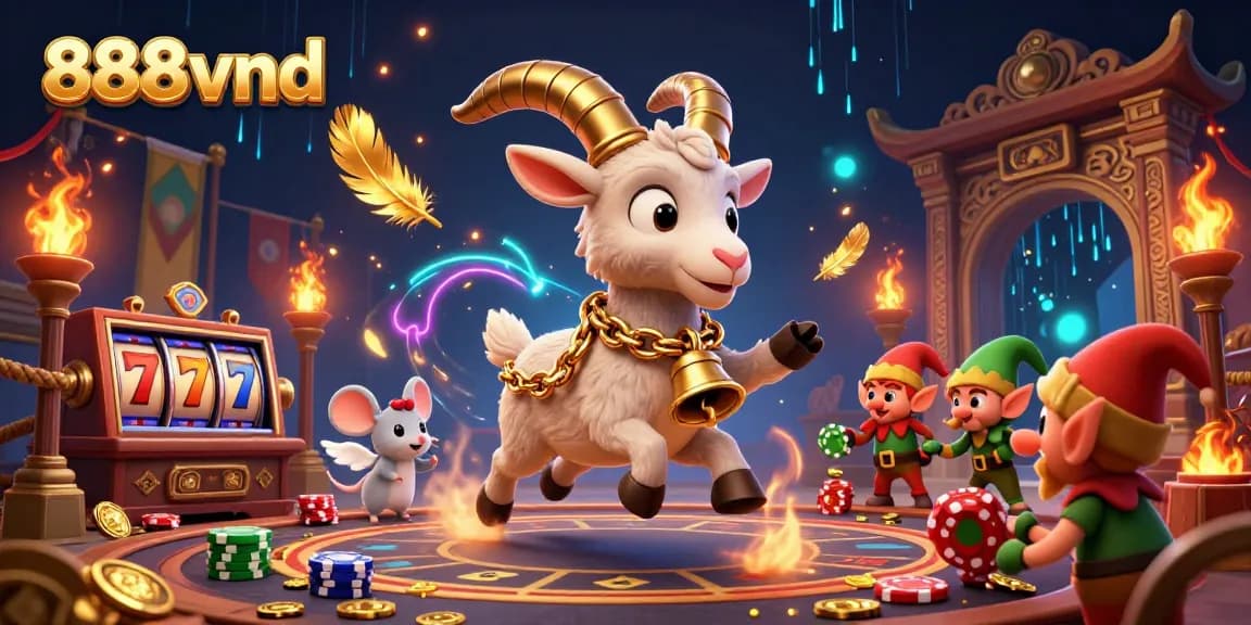 Experience thrilling games at 888vnd casino with a vibrant scene of characters and action.