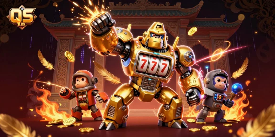 Experience thrilling gameplay at QS 88 as the golden gorilla mech unleashes a torrent of coins!