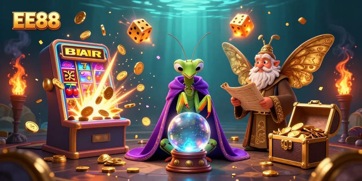 EE88 slot machine explodes with coins as colorful fortune tellers and librarians enchant players.