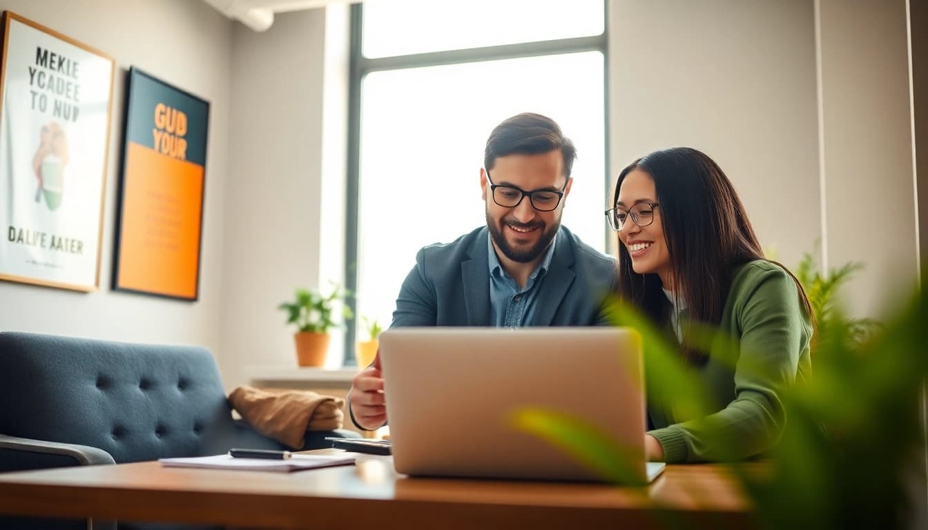Engaged career coaching session with a client in a professional environment, fostering growth.