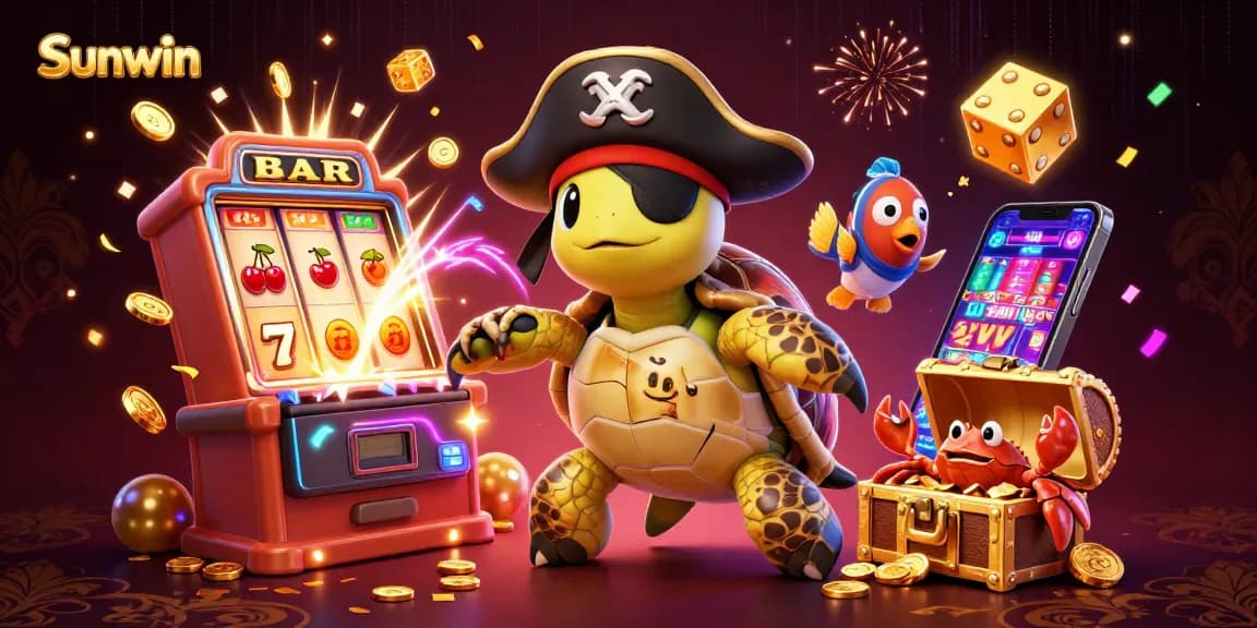 Sunwin offers exciting gaming with vibrant colors and dynamic jackpot visuals in this thrilling illustration.