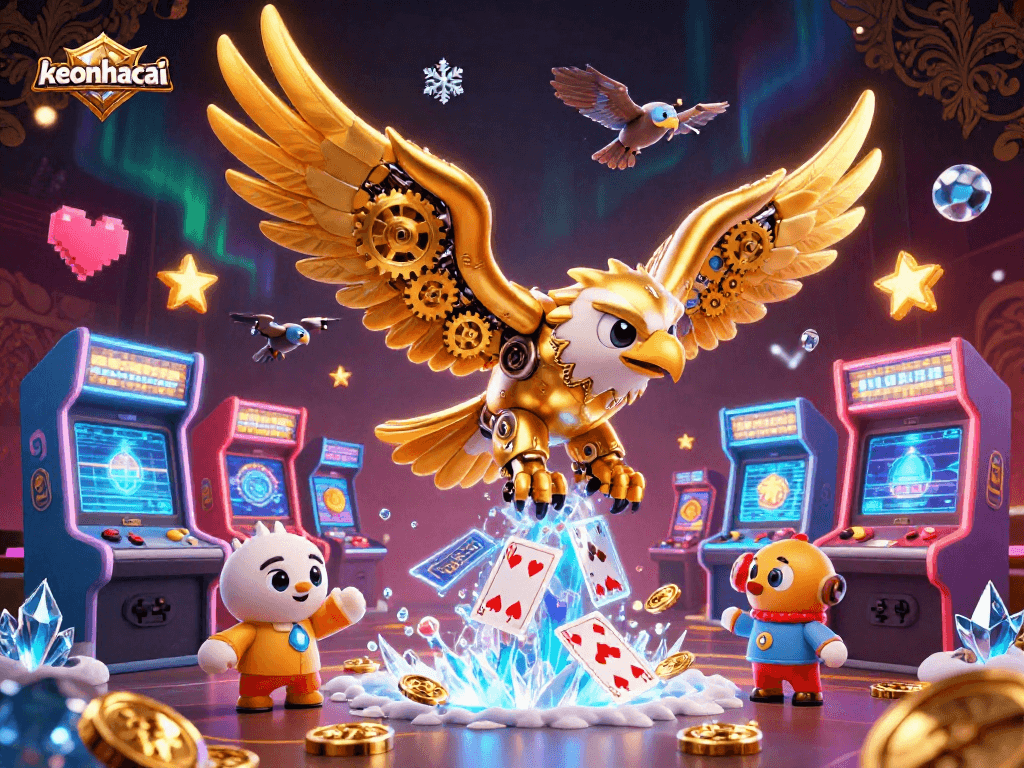 Engage with keonhacai through an immersive casino gaming adventure featuring animated characters.