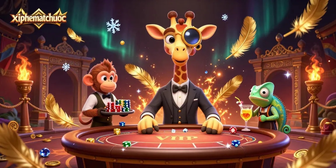 Experience high-stakes gaming with xiphematchuoc, featuring vibrant characters engaging at a dynamic casino.