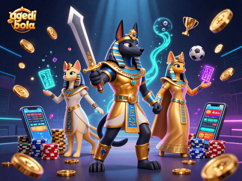 Engage with an exciting agen judi bola scene featuring vibrant characters and dynamic sports betting elements.