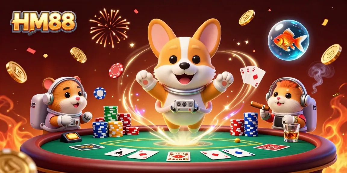 HM88 players enjoying dynamic floating gaming in a vibrant online casino atmosphere.