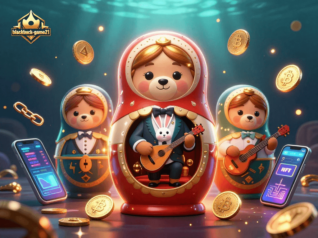 Experience the thrill of blackjack-game21 with vibrant 3D casino elements and iconic characters.