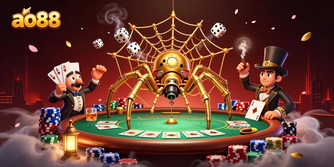 Experience the excitement of betting at ao88, featuring unique characters and vibrant casino elements.