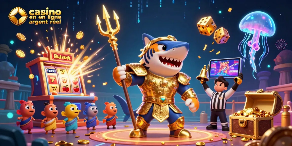 Vivez l'expérience du casino en ligne argent réel avec un requin tigre guerrier et des jeux captivants.