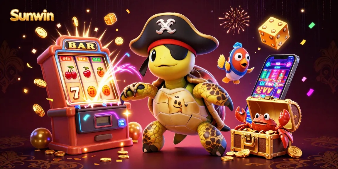 Sunwin offers exciting gaming with vibrant colors and dynamic jackpot visuals in this thrilling illustration.