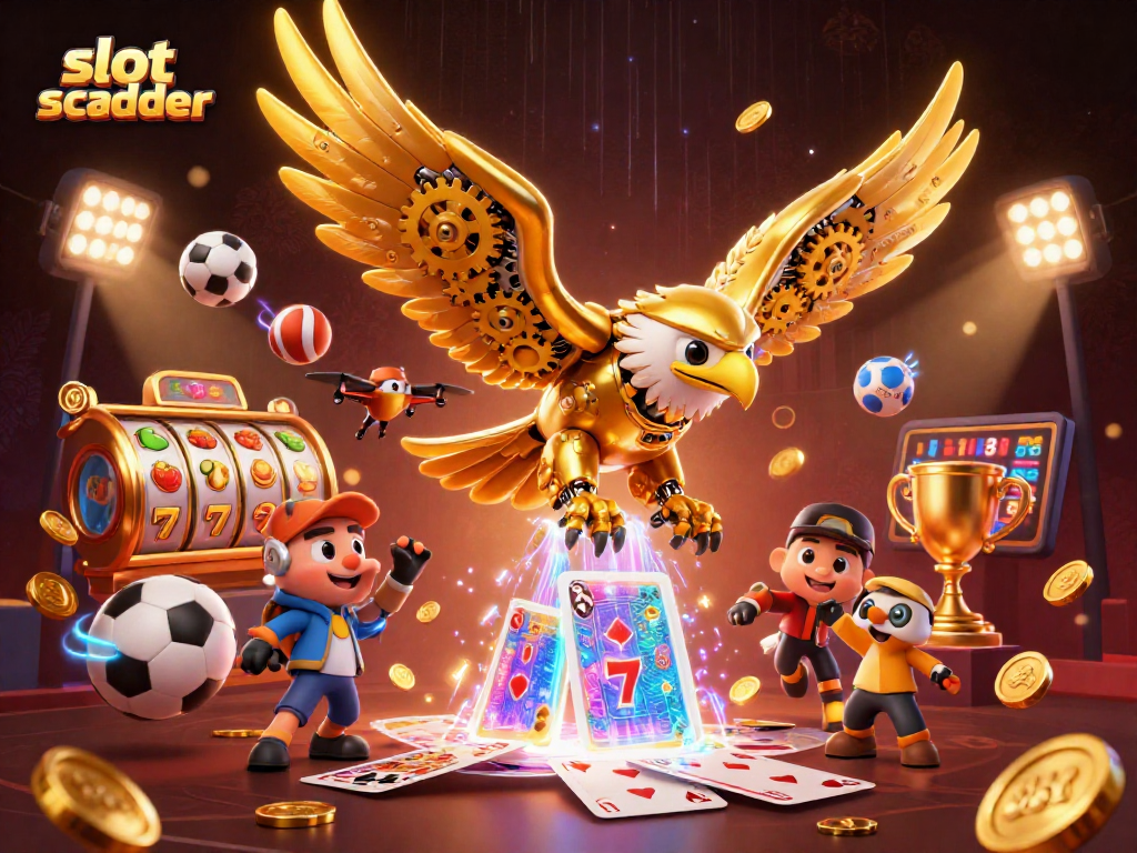 Experience slot scatter excitement with a golden eagle and vibrant casino elements.