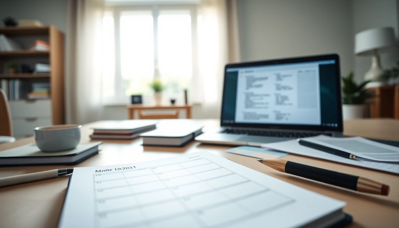 Seamlessly Organize Your Day with a planner and workspace in a serene setting.