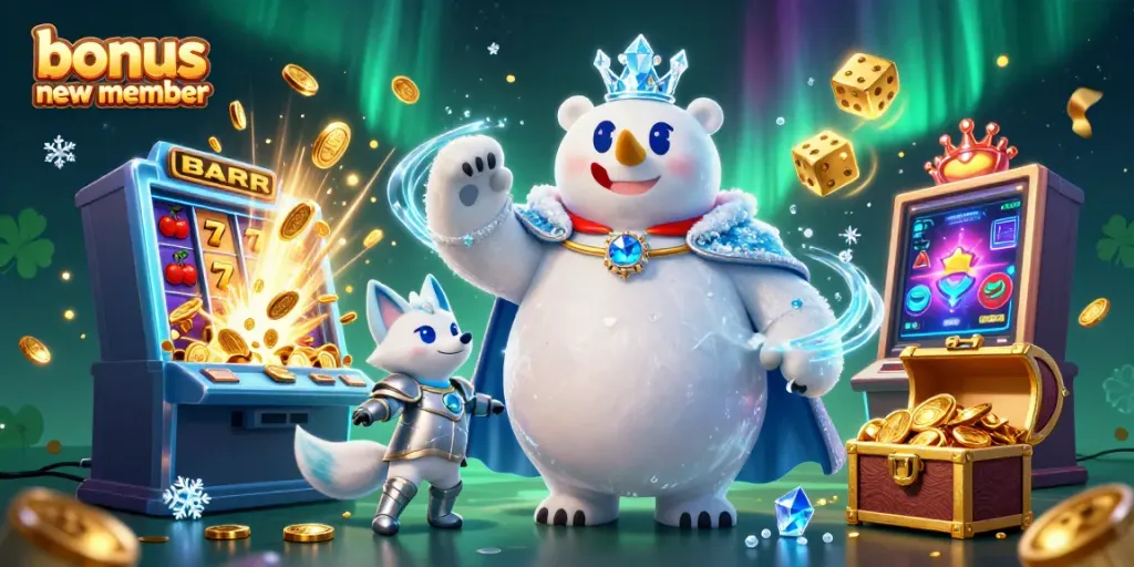 Join the excitement with bonus new member opportunities shown in a striking casino-themed illustration.