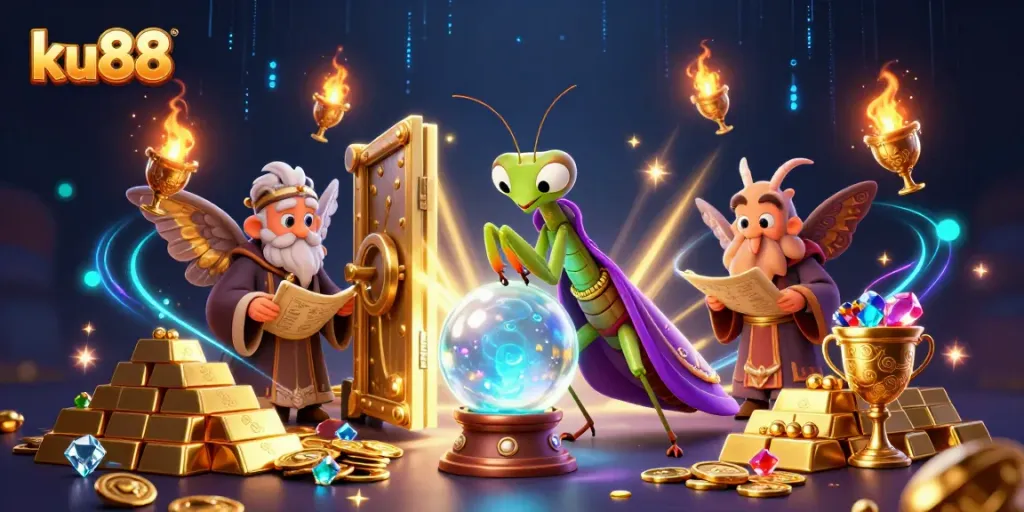 Experience the thrill of ku88 casino with vibrant characters and sparkling treasures in a magical scene.