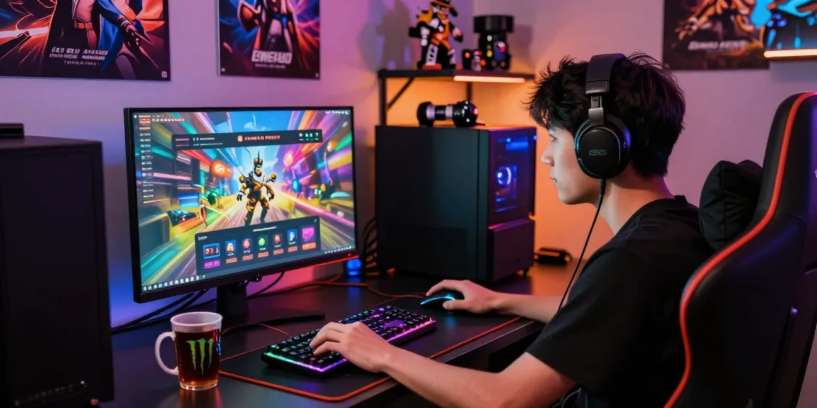 Engaged gamer experiencing we88 PGSLOT action in a vibrant gaming setup