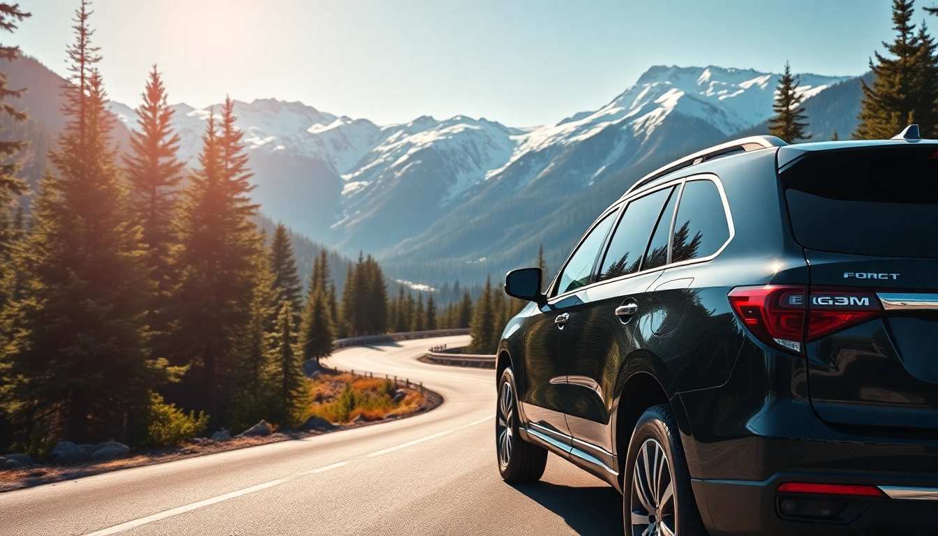 Enjoy a premium car service vancouver to whistler with luxury SUV against stunning mountain scenery.