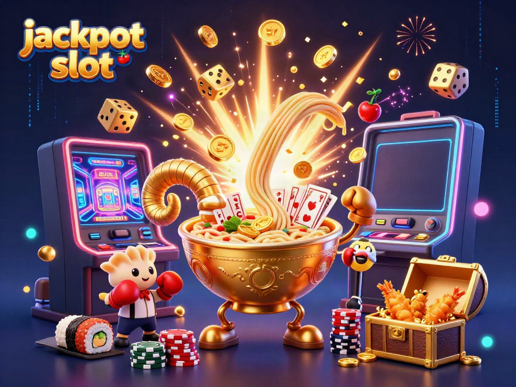 Spin the jackpot slot reels to win exciting prizes amidst vibrant casino elements.