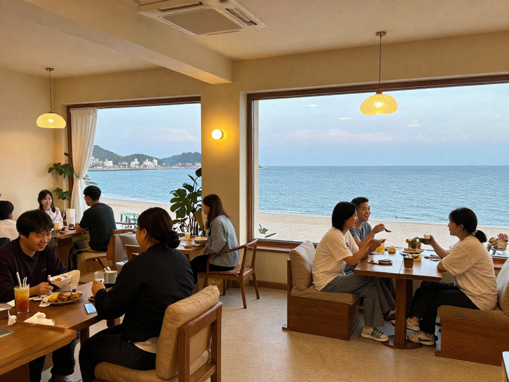 "Cozy 여수오피 lounge area with ocean view, trusted local service for relaxation."