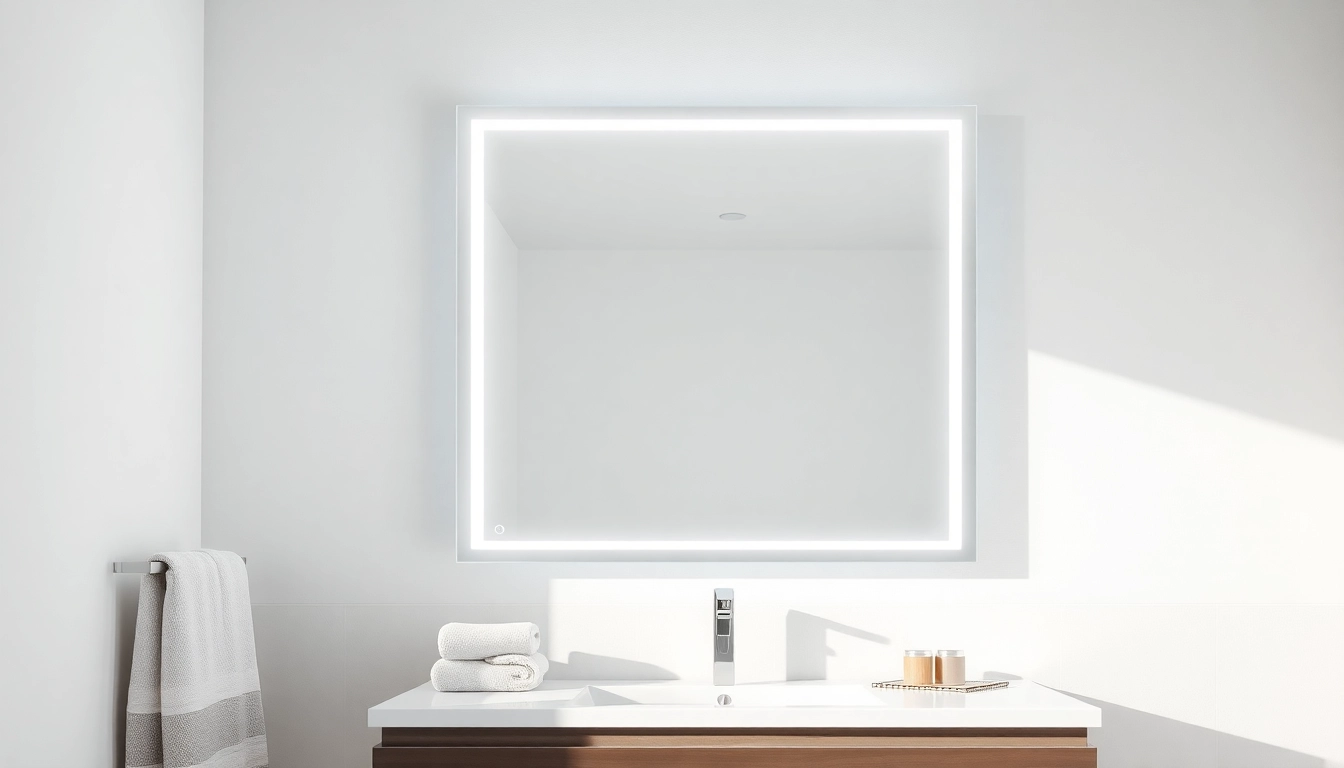 Stunning led bathroom mirror with touch sensor controls enhancing a stylish vanity setup.