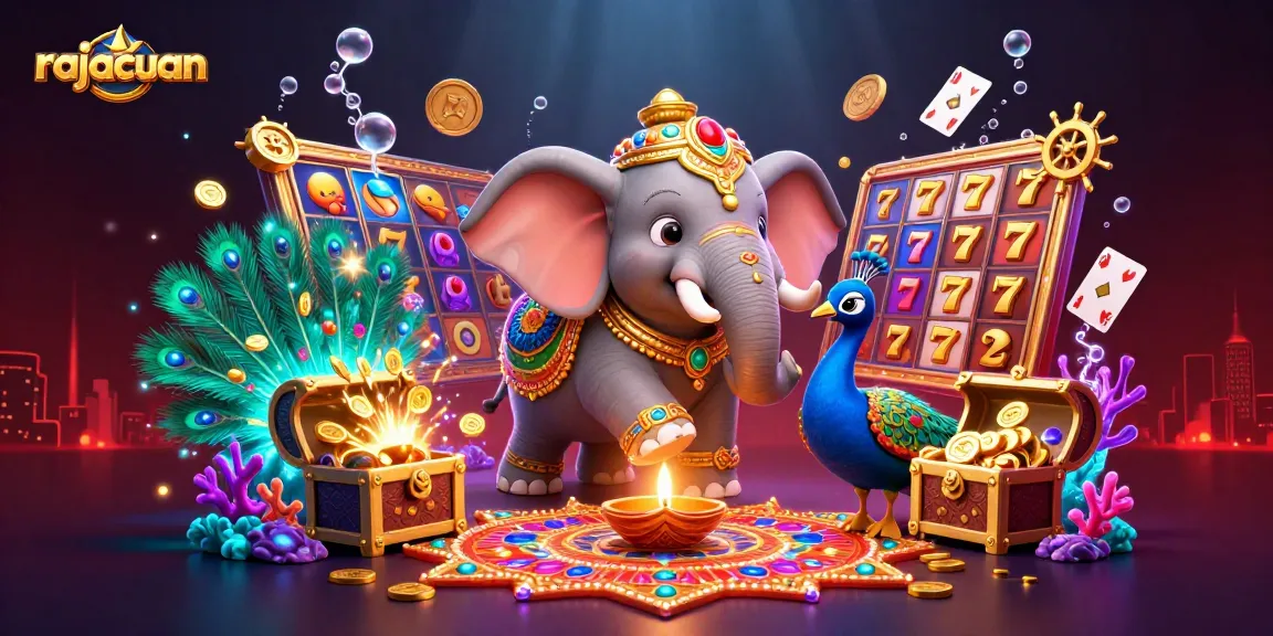 Experience thrilling wins at rajacuan with a vibrant 3D casino scene featuring captivating slot game elements.