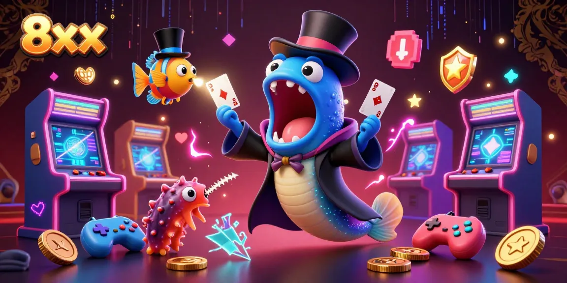 Engage in thrilling casino action with 8xx as the bioluminescent eel dazzles audiences with magic tricks.