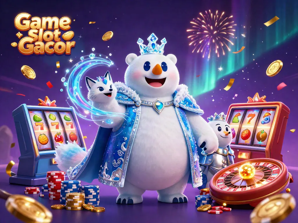 Menggairahkan pemain dalam Game Slot Gacor dengan beruang kutub raja dan teman rubah bersenjatakan perak di tengah harta karun slot.