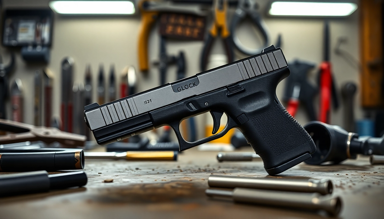 Showcase of the glock 19 slide oem highlighting its sleek design and craftsmanship.