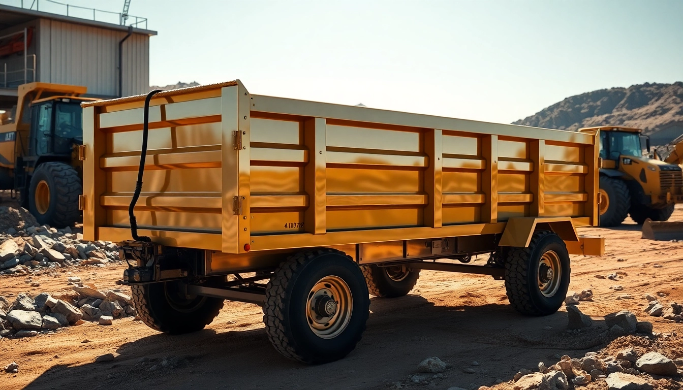 Utilizing a dump trailer for construction duties with heavy machinery in the background.