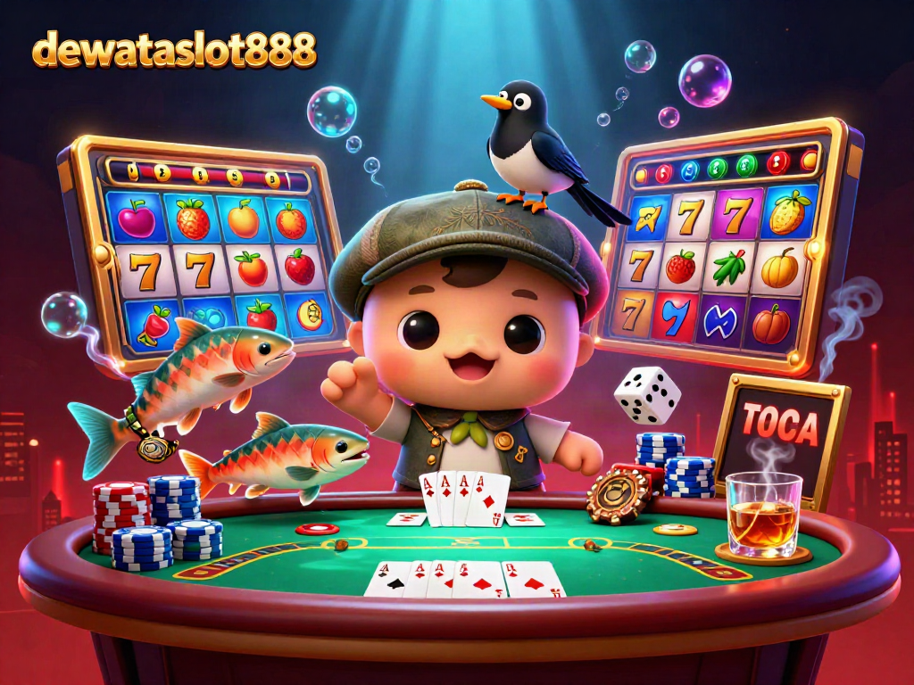 Menangkan permainan di dewataslot888 dengan ilustrasi ceria, menampilkan monster Nessie dan slot beruntung yang mengagumkan.