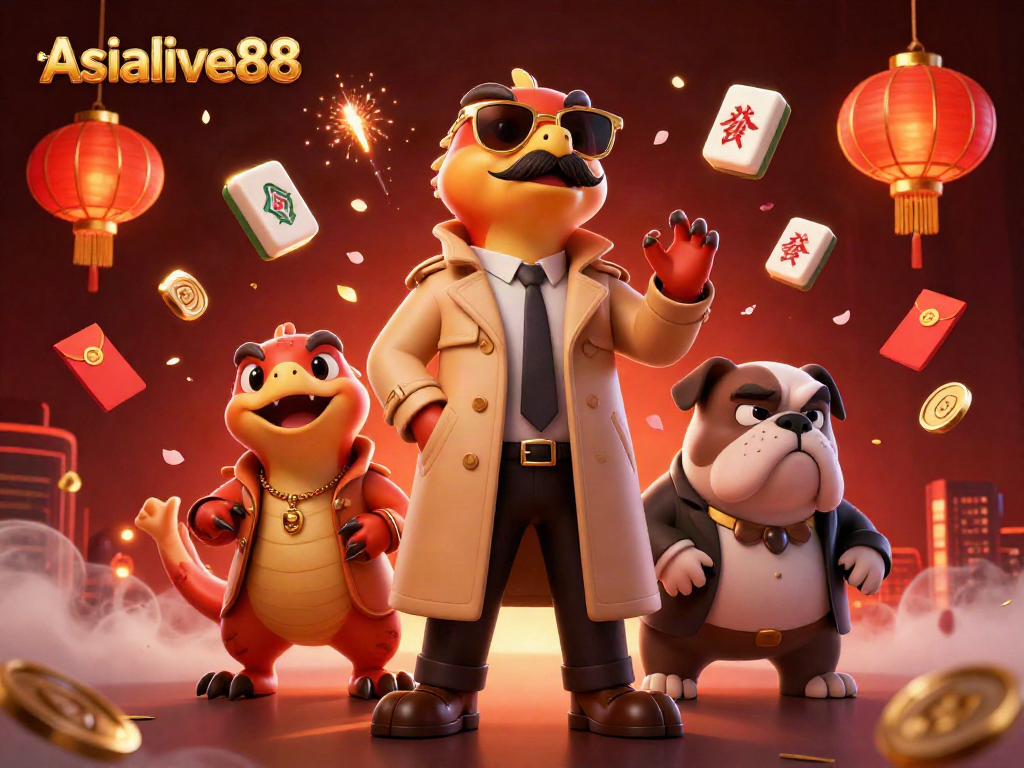 Asialive88 raptors entering VIP casino, surrounded by festive gambling elements and vibrant atmosphere