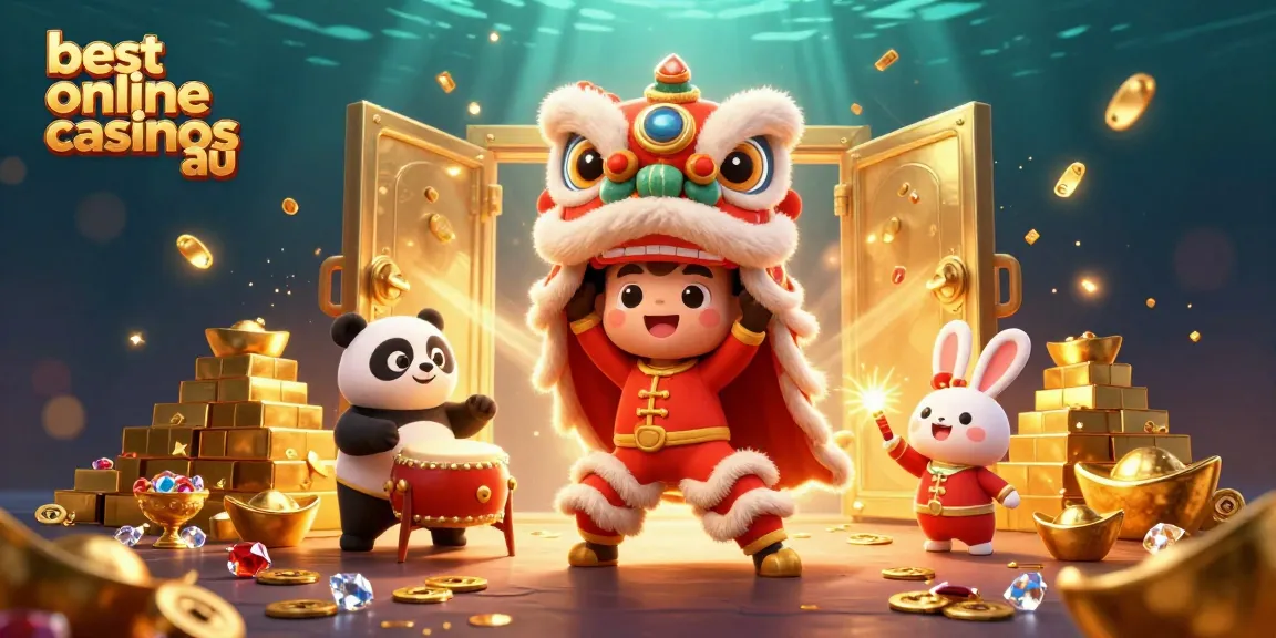 Experience the thrill of the best online casinos au with dynamic characters and festive elements.