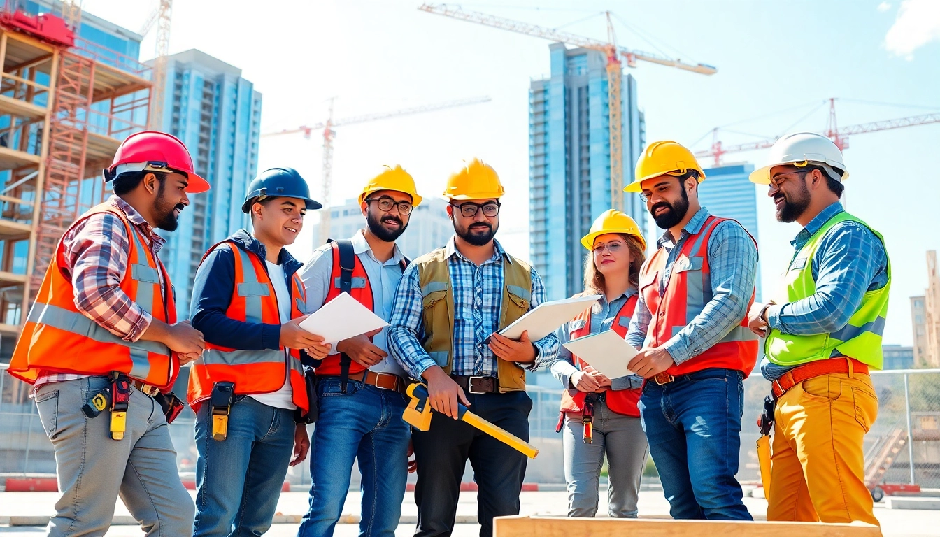 Contractor training San Antonio TX with diverse professionals collaborating on a construction site.