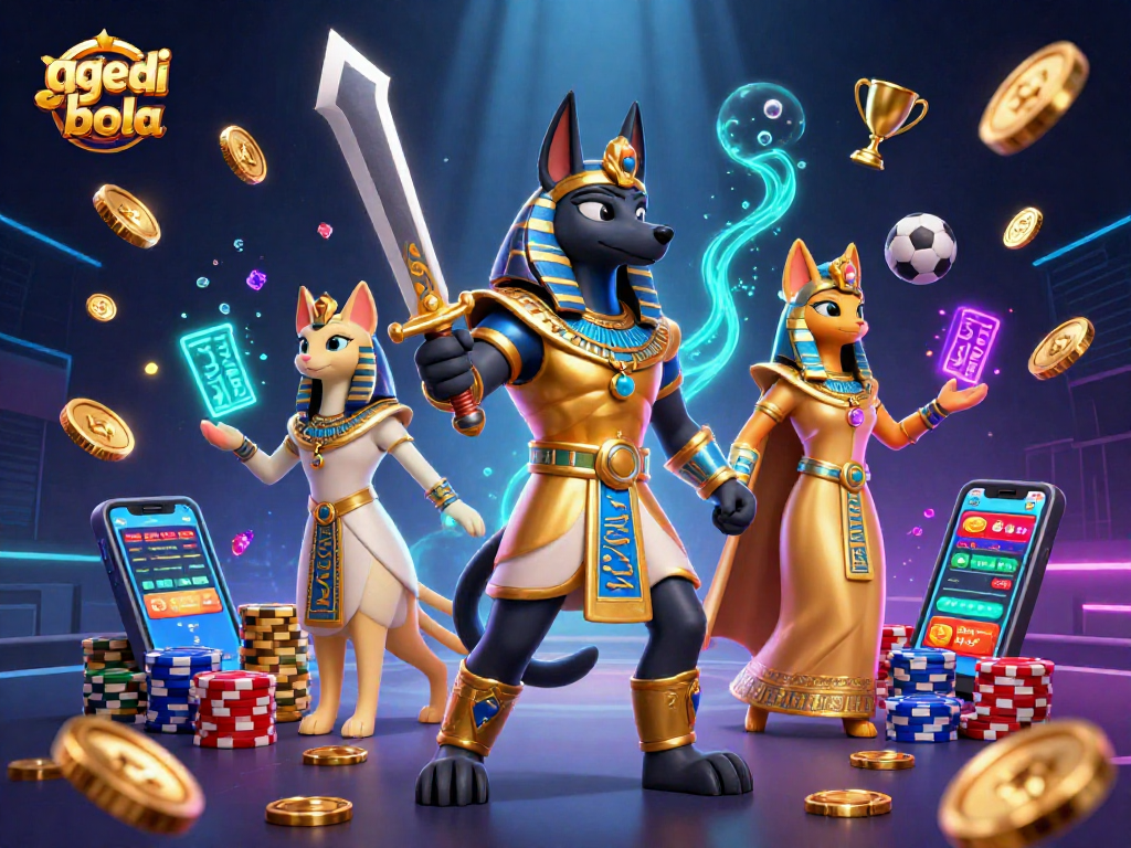 Engage with an exciting agen judi bola scene featuring vibrant characters and dynamic sports betting elements.