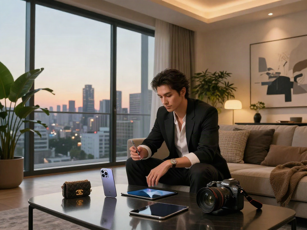 Gaya hidup mewah dengan luxury111 di apartemen elegan dan aksesori modis.