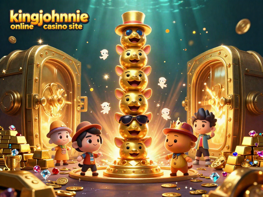 Experience vibrant gaming at the kingjohnnie online casino site with lively cartoon characters and treasure.