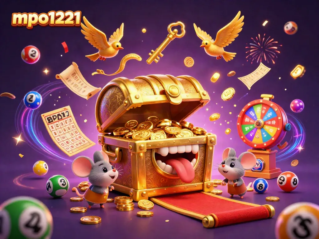 Experience mpo1221 excitement with a vibrant illustration showcasing colorful slots elements.