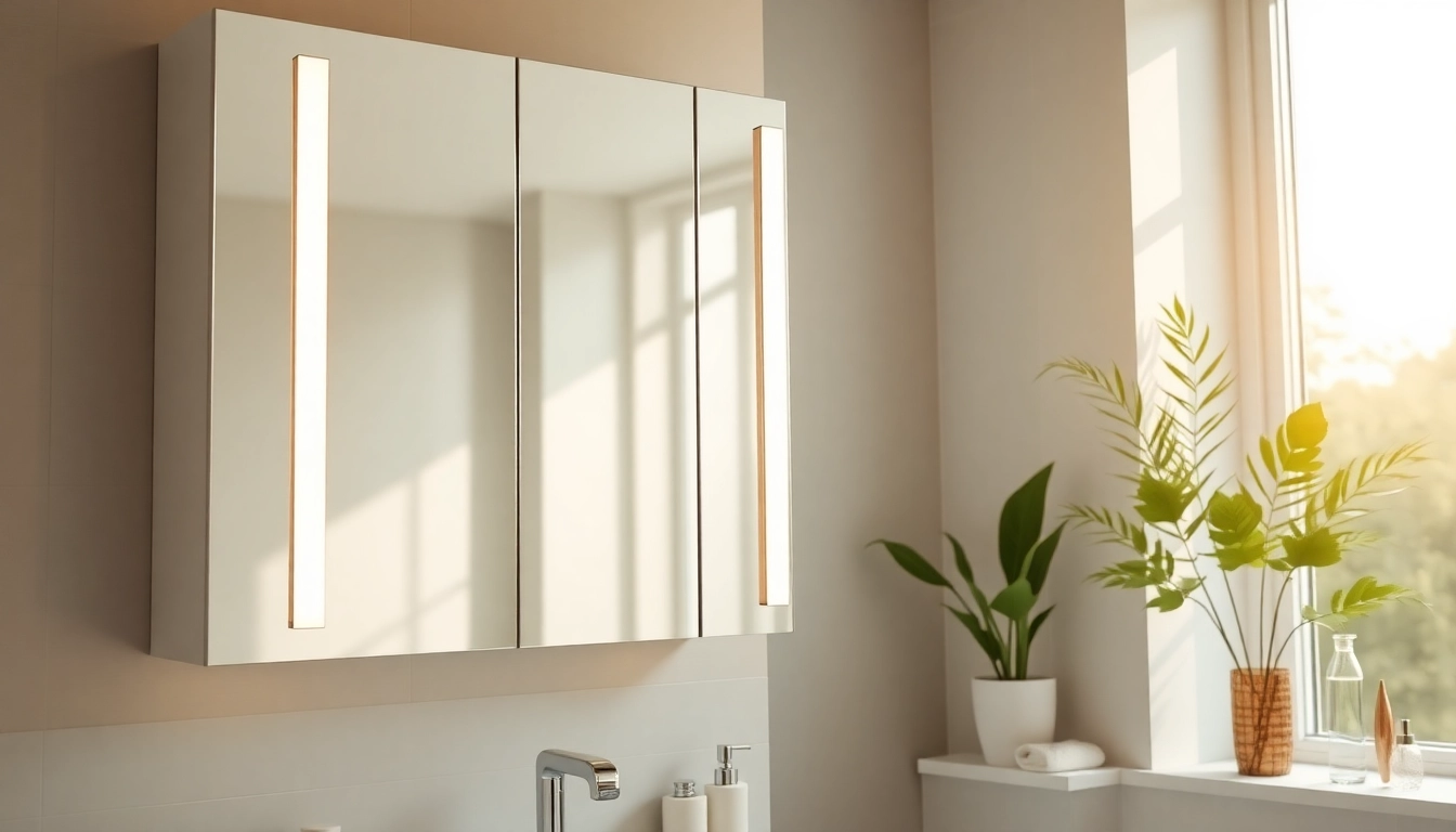 Elegantes badezimmer spiegelschränke beleuchtung mit modernem Design und weicher Beleuchtung auf weißem Hintergrund.
