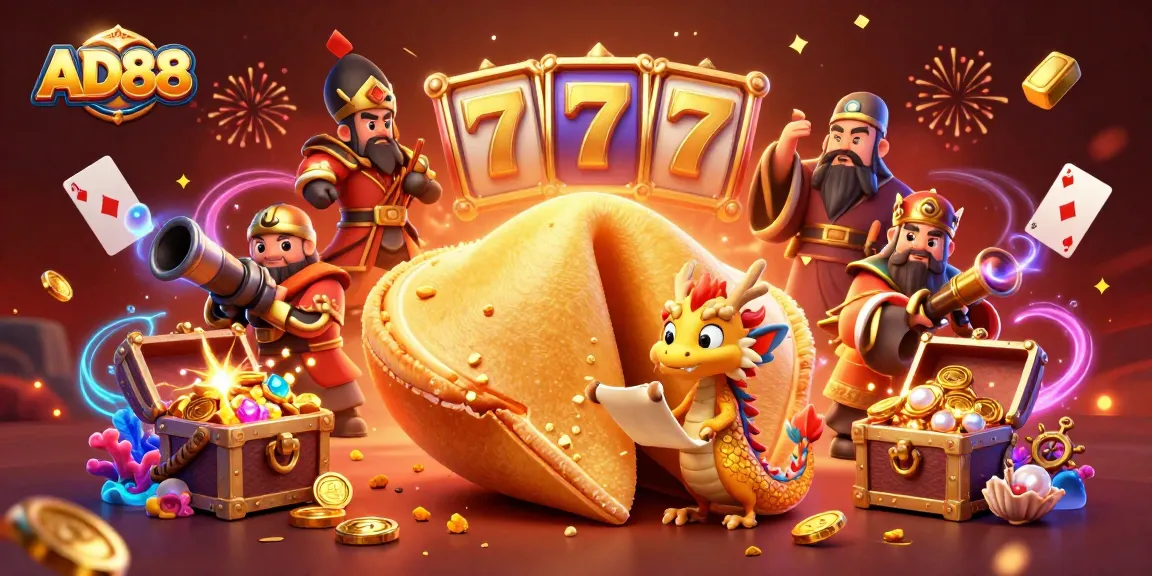 Experience AD88's thrilling features with vibrant characters and casino elements in this dynamic digital illustration.