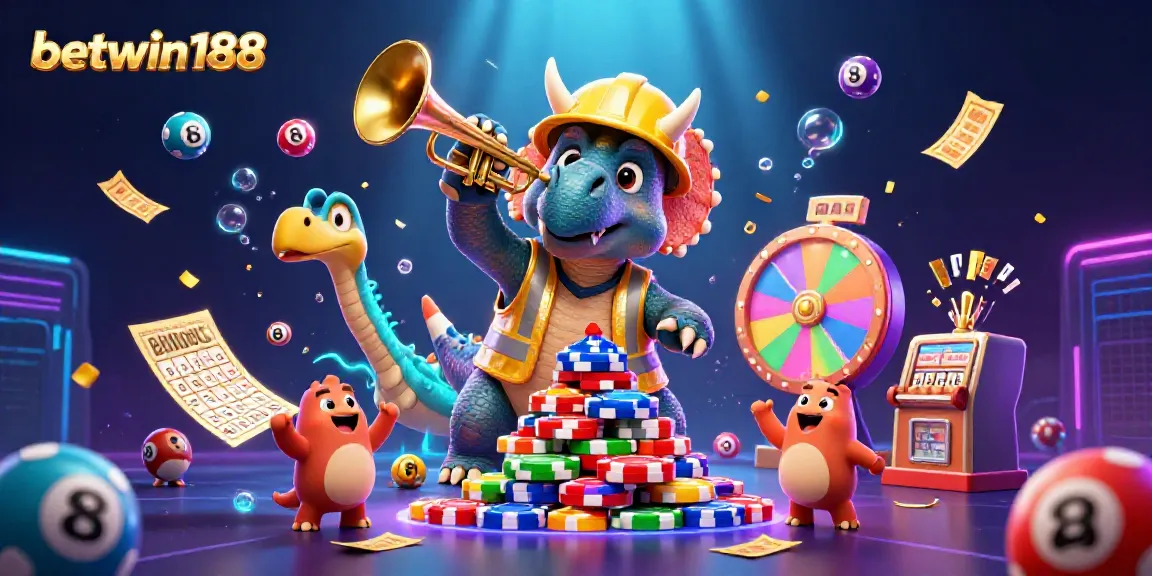 Betwin188 menghadirkan keseruan dengan ilustrasi triceratops membangun tumpukan chip poker