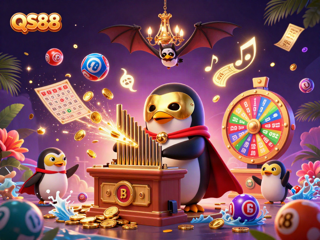 Experience thrilling lottery action with QS88 in this vibrant casino scene full of excitement.