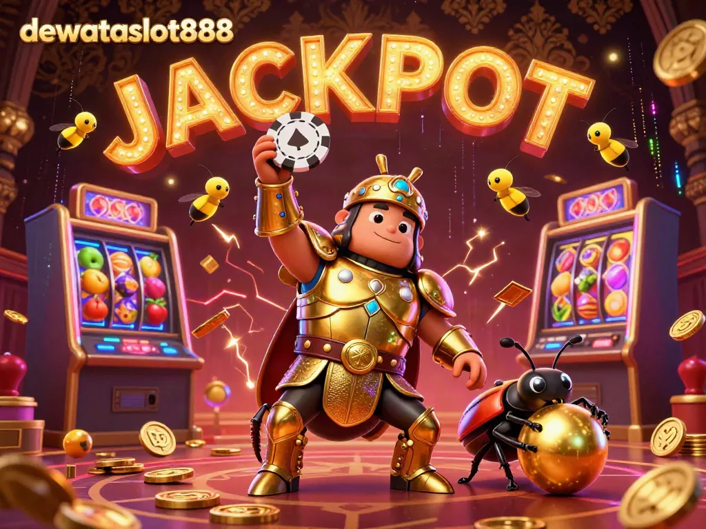 dewatasyang888 jackpot slot teratas dengan kemenangan golden ball serta kerumunan kembang api di udara