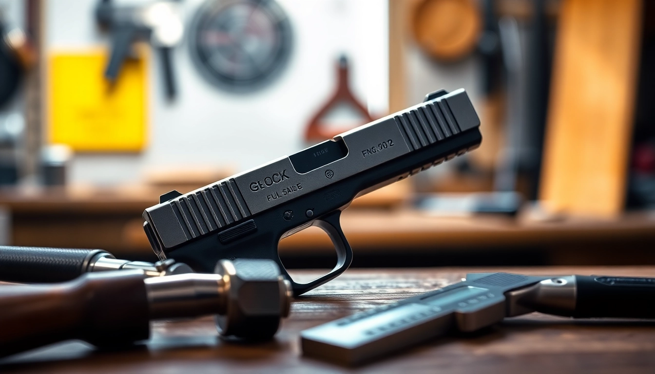 Showcasing a glock slide with intricate details, highlighting craftsmanship in a skilled setting.