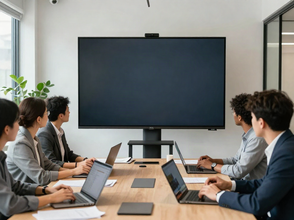 Deepfake free meetings in a professional setting with diverse team during video conference.